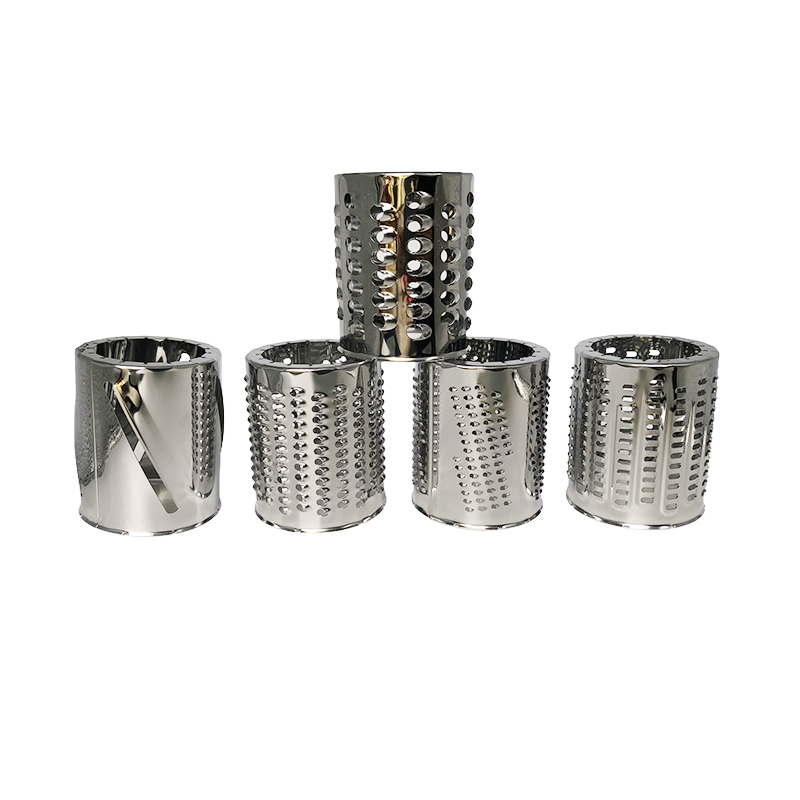 Stainless steel grater drums shown in a product group